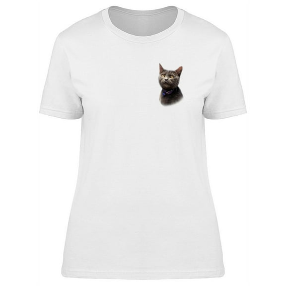 Black Watercolor Furry Kitten Tee Women's -Image by Shutterstock