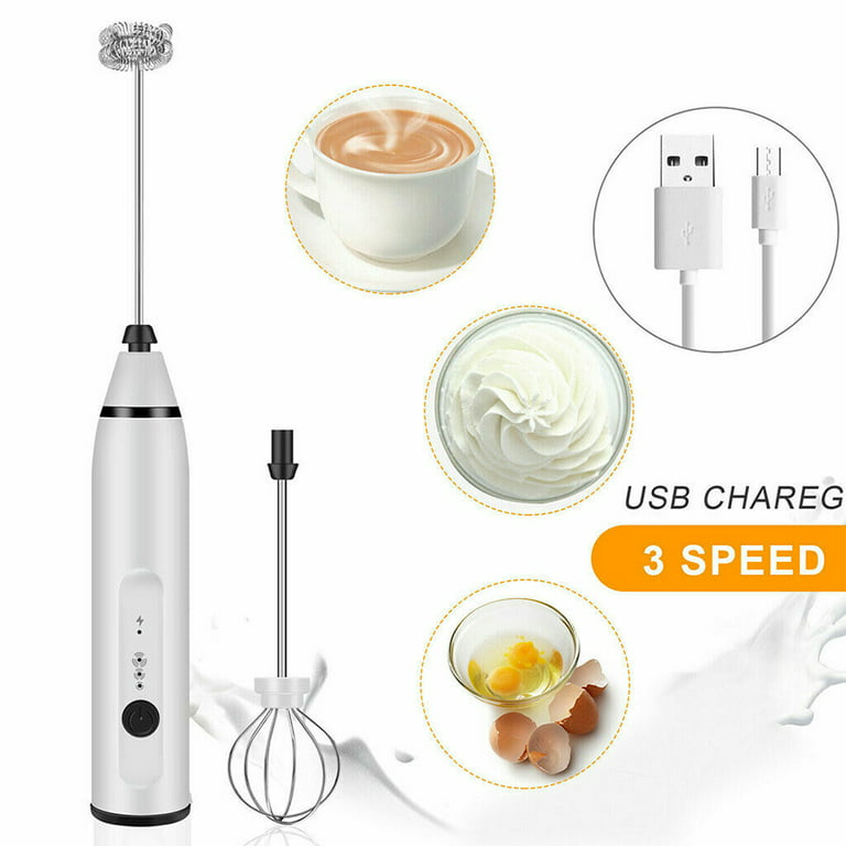 Milk Frother Handheld, USB Rechargeable Electric Foam Maker for Coffee, 3  Speeds Mini Milk Foamer Drink Mixer for Coffee 