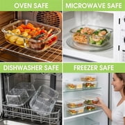 Glass Food Storage Containers with Dividers,4 Pack Meal Prep Containers with Lids, Leak-Proof Lunch Boxes with Compartments,Glass Tupperware Bento Box,Microwave, Oven, Dishwasher & Freezer Safe