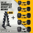 thumbnail image 3 of PRISP Hex Dumbbells Weight Set - 200 lb - Cast Iron Hand Weights with Rubber Grip and Vertical Dumbbell Rack; for Home Gym, Exercise and Fitness, 3 of 8