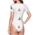thumbnail image 3 of Uemuo Rabbit Blowing Dandelions Pattern Women's One Piece Short Sleeve Swimsuit Rash Guard Surfing Modest Quick-drying Swimsuit Beach Essentials-Medium, 3 of 9
