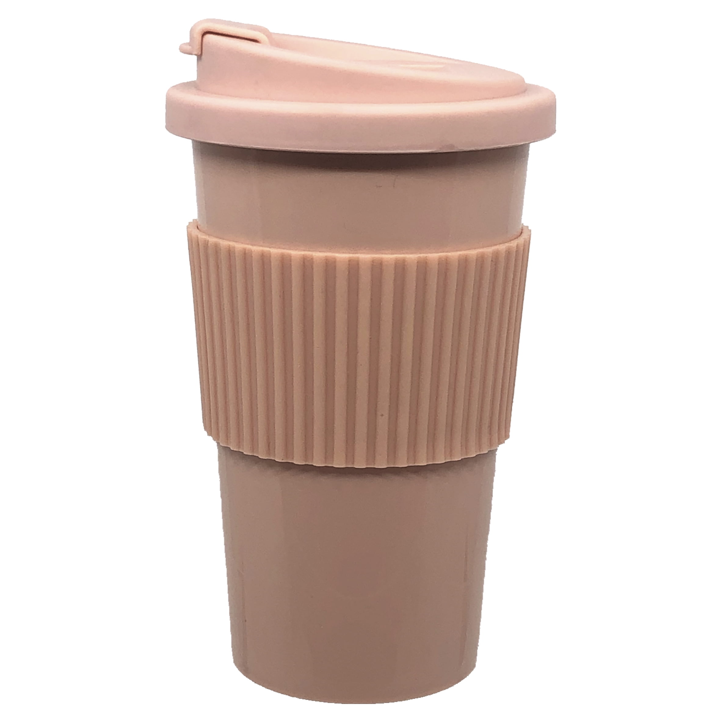 16oz Pink Eco-Friendly Reusable Bamboo Geometric Travel Mug w/ Lid & Heat Grip 
