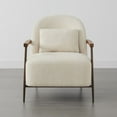 thumbnail image 3 of CHITA Modern Upholstered Faux Sherpa Chair with Wood Arms&Metal Legs Set of 2, 3 of 7