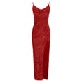 thumbnail image 4 of WEAIXIMIUNG Carnaval Femme Décolleté Profond Paillettes Portefeuille Froncé Sans Manches Robe de Soirée de Boîte de Nuit, 4 of 5
