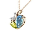 thumbnail image 2 of Galaxy Gold 14K Solid Yellow Gold 24" Modern Heart Necklace with 5.26 CTW Natural Blue Topaz, Peridot, and Diamonds, 14"-24" Sizes, Symbol of Calm and Renewal, 2 of 3