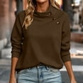 thumbnail image 3 of Otntypg Womens Asymmetrical Button Mock Neck Sweatshirt Lightweight Casual Fall Long Sleeve Basic Solid Color Atheltic Sweatshirts Trendy Oversized Cozy Pullover Tops, 3 of 9