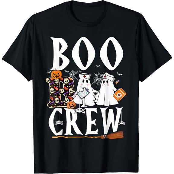 Halloween Nurse Ghost Nursing Boo Boo Crew Retro T-Shirt