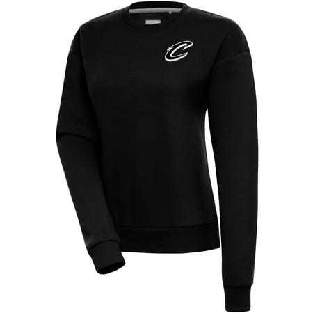 Women's Antigua Black Cleveland Cavaliers Brushed Metallic Victory Pullover Sweatshirt