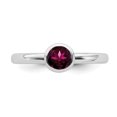 thumbnail image 4 of 925 Sterling Silver Low 5mm Round Created Ruby Stackable Ring Birthstone July Gemstone, 4 of 8
