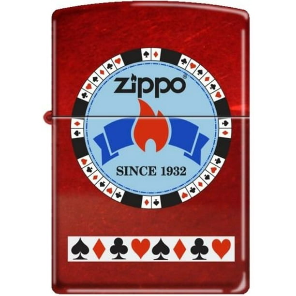 Zippo Gentleman's Bet Poker Chip on Candy Apple Red Windproof Lighter