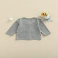 thumbnail image 3 of Kids Solid Color Coat V-Neck Long Sleeve Buttons Cardigan Jacket with Pockets Gray/Orange 0-24 Months, 3 of 6