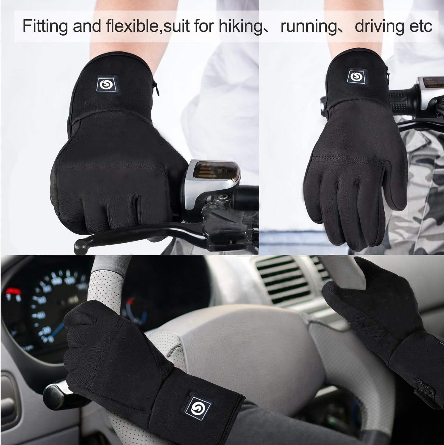Sun Will Heated Glove Liners for Men Women,Rechargeable Electric Battery Heating Riding Ski Snowboarding Hiking Cycling Hunting Thin Gloves Hand Warmer