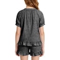 thumbnail image 4 of Amidoa Girls 2 Piece Outfits Summer Clothes Ruffle Sleeve Short Sleeve Cute T-Shirt and Shorts With Pockets Casual Kids Clothing Sets Black Size 5T, 4 of 8