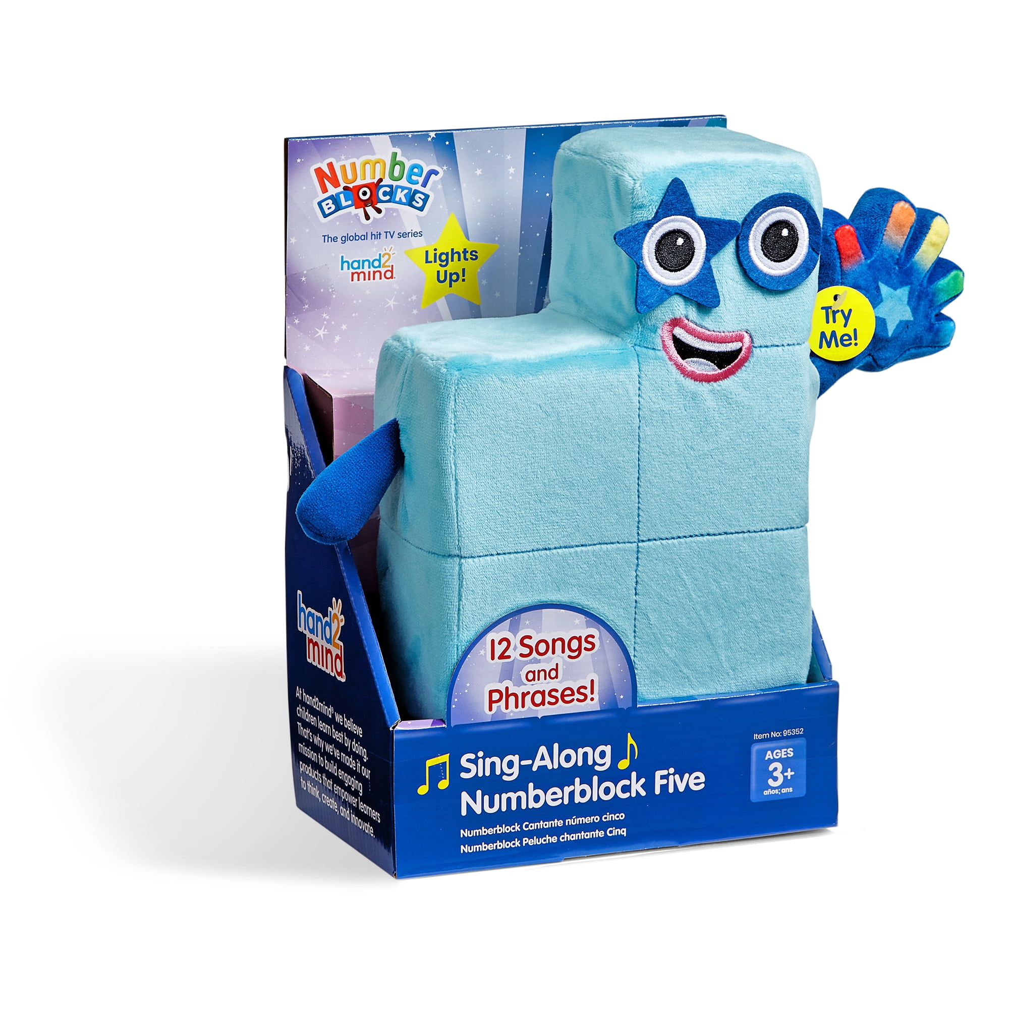 hand2mind Sing-Along Numberblock Five, Plush Singing Toys, Music Playing Stuffed Animals