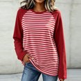 thumbnail image 6 of VBVC Women's Striped Raglan Sleeve Long Sleeve Top , Ladies' Color Block Crew Neck Shirt , Casual Baseball Tee Pullover For Women, S-2XL, 6 of 6