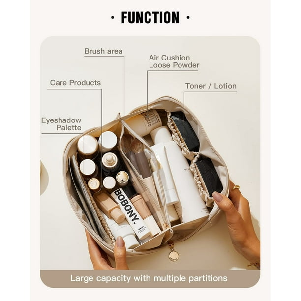 Bolsa De Maquillaje De Cuero TPU Para Mujer, Organizador Grande, Bolsas De Cosméticos Con Divisor, Bolsa De Aseo Ristente Al Agua Para Viaj - AliExprs