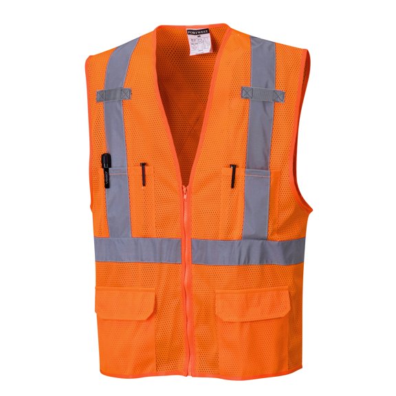 Portwest US370 Atlanta X Back Lightweight Hi-Vis Vest Orange, X-Large
