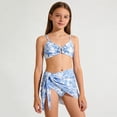 thumbnail image 2 of lnmuld Girls 3 Piece Blue Floral Print Knot Front Bikini Swimsuit Set with Cover Up Skirt Size:12-13 Years, 2 of 8