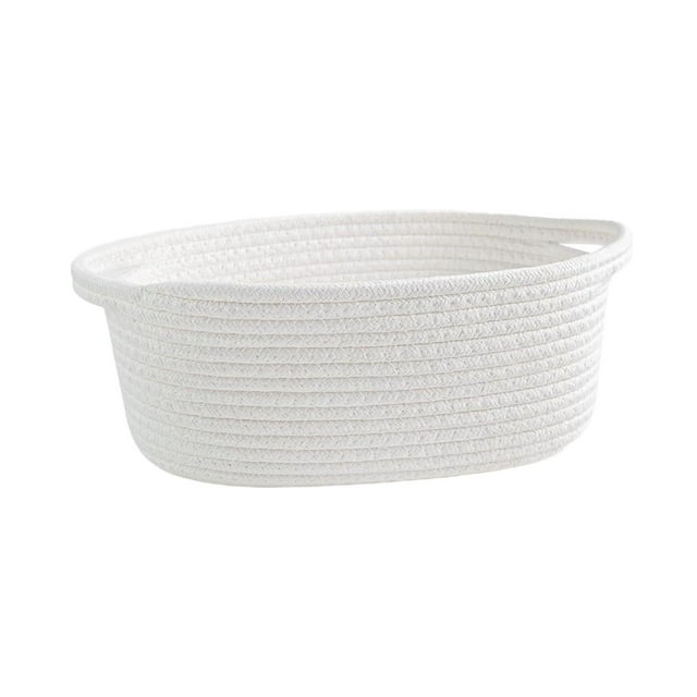 GUOOL Cotton Rope Basket Shelf Basket for Remotes Key Makeup Holder Container Desk White