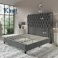 thumbnail image 5 of Merluxy King Bed Frame with 59.1" Sleigh Headboard,Velvet Upholstered,No Box Spring Needed,Light Gray, 5 of 11