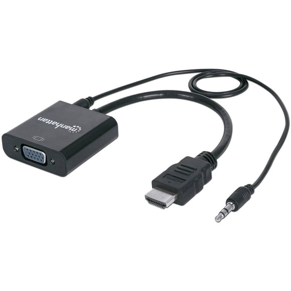 Convertidor Manhattan HDMI/3.5mm a VGA 2.5m Negro
