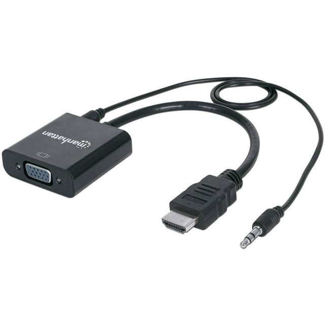 Convertidor Manhattan HDMI/3.5mm a VGA 2.5m Negro