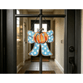 thumbnail image 3 of Halloween Pumpkin Welcome Door Sign With Polka‑Dot Bow, Farmhouse‑Style Wooden Ornament for Front Porch & Entryway, 3 of 5