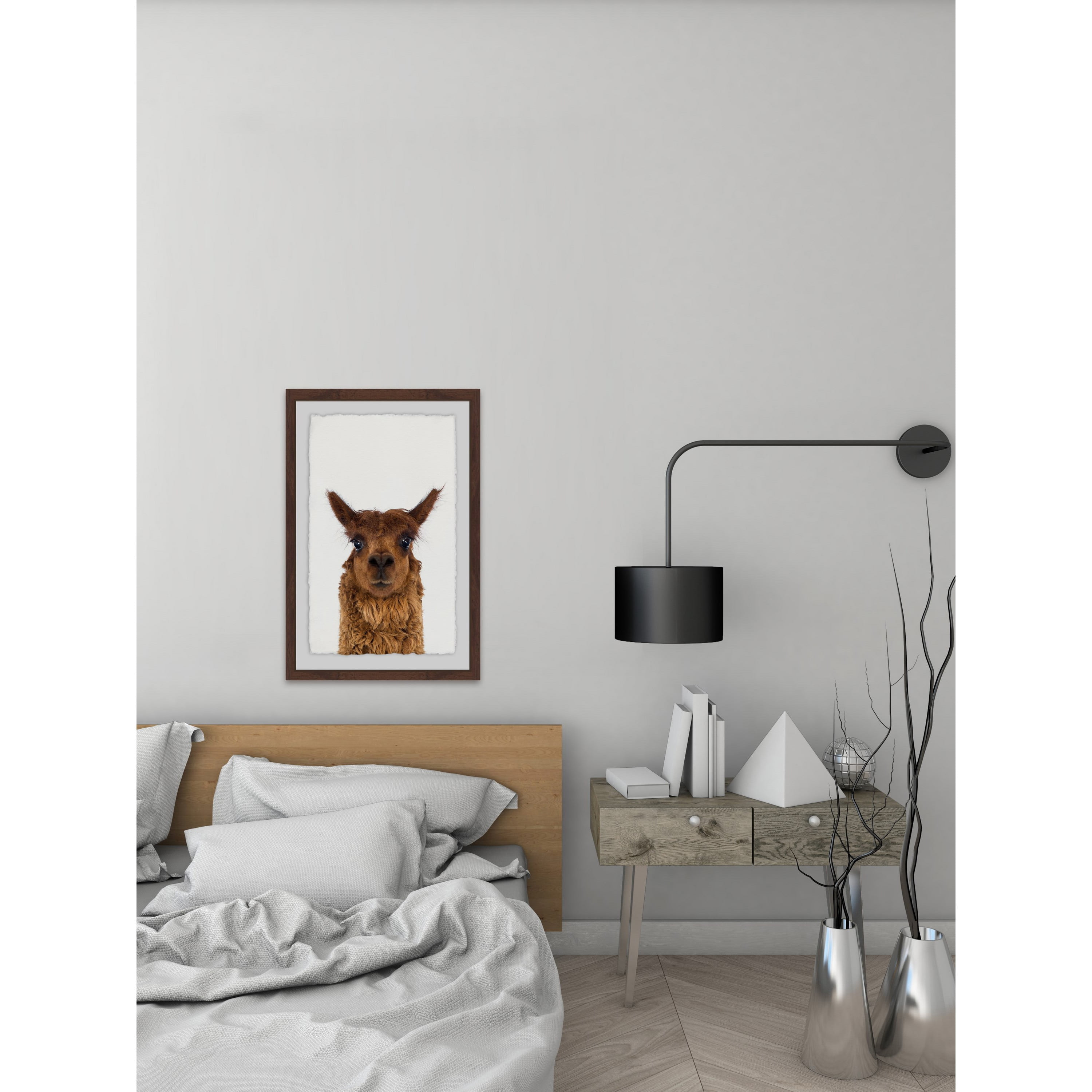 Staring Llama Framed Painting Print