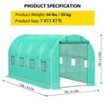 thumbnail image 6 of Portable Greenhouse Kit 7x15x7FT Tunnel Shape with 1 Door & 8 Windows, 140G Green PE Grid Cover, Galvanized Steel Frame for Outdoor Gardening, 6 of 8