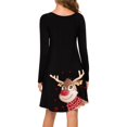 thumbnail image 5 of WILLBEST Robes Noires pour Femmes Noël Manches Longues Col Rond Imprimé Cerf Robe Douce Mode Soirée S, 5 of 5