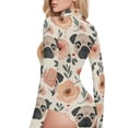 thumbnail image 4 of Pekingese Dogs Faces Flowers Women's Mock Turtle Neck Long Sleeve Tops Bodysuit Jumpsuit One Piece Leotards Shirt, 4 of 8