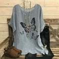 thumbnail image 2 of Leutsin T-Shirt d'Été Ample en Coton et Lin Imprimé Col Rond Manches Courtes pour Femmes, 2 of 4