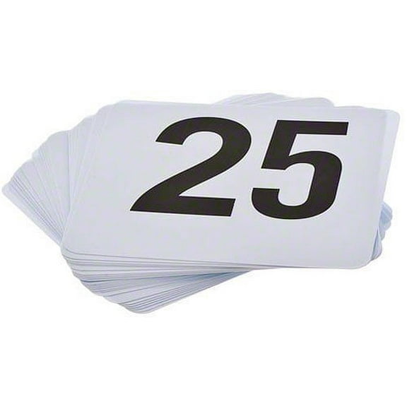 ROY TN 1 25 -Royal Industries Number 1-25 Plastic Number Card Set, Plastic, 4'' by 4'', White Base with Black Numbers