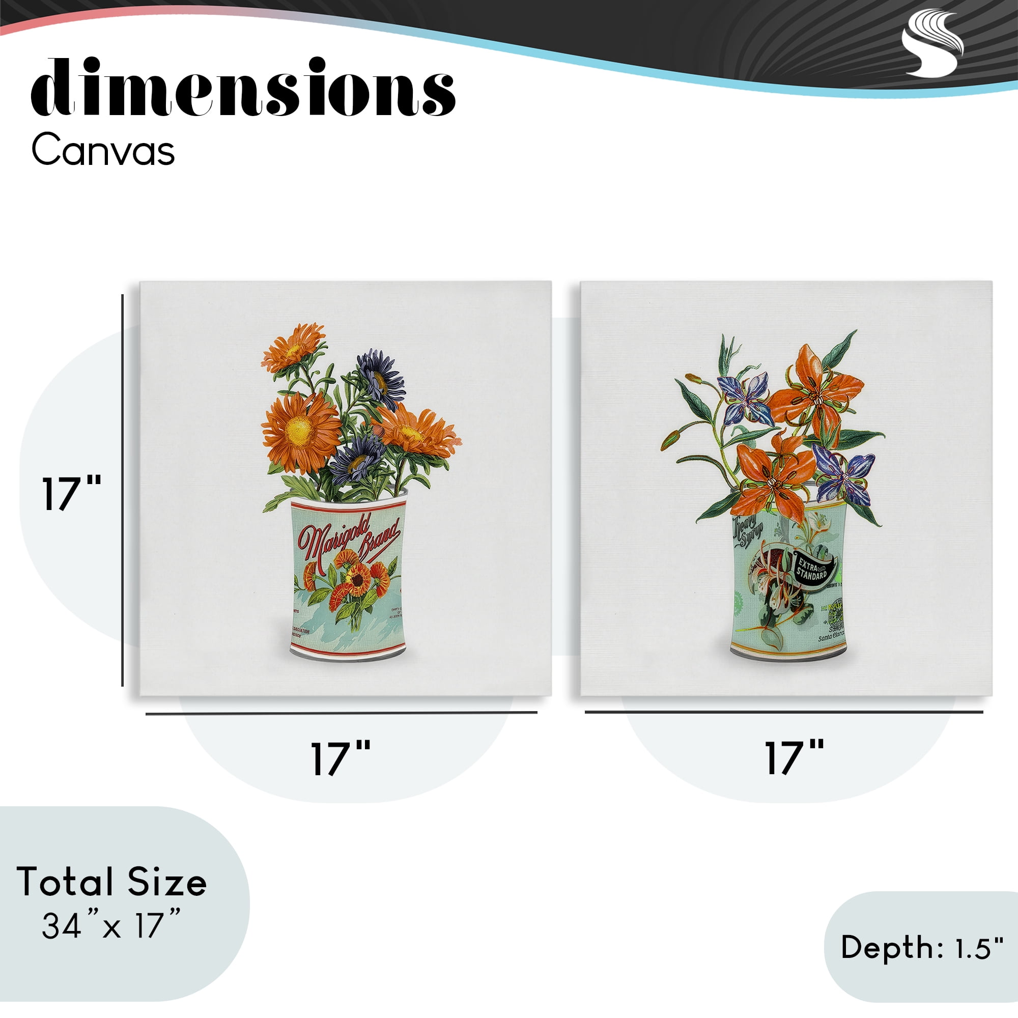 Stupell Industries Nostalgic Marigold & Lily Bouquets 2 Piece Canvas Wall Art Set, design by Val Rhodes