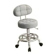 thumbnail image 3 of Rongfmy Tabouret de Salon Roulant avec Dossier avec Roues et Repose-Pieds Pivotant Gris Clair, 3 of 9