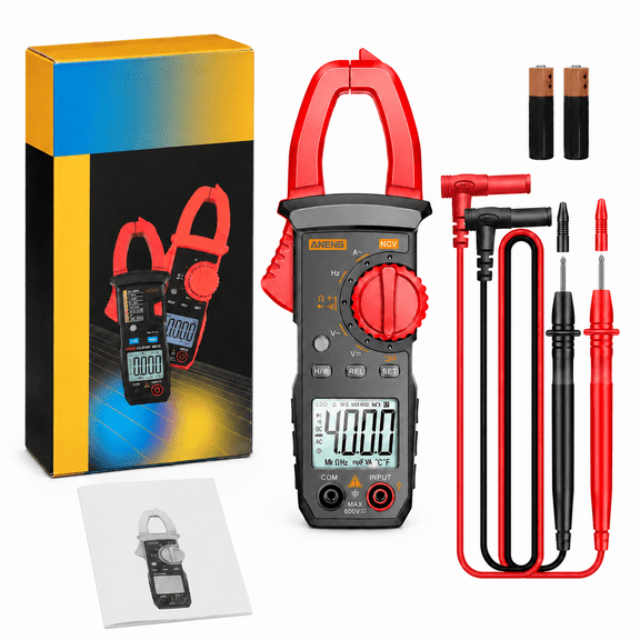 Digital Clamp Meter Multimeter, 4000 Counts AC/DC Voltage & Current Tester with NCV, Live Wire Detection, LED Flashlight for Home & Automotive