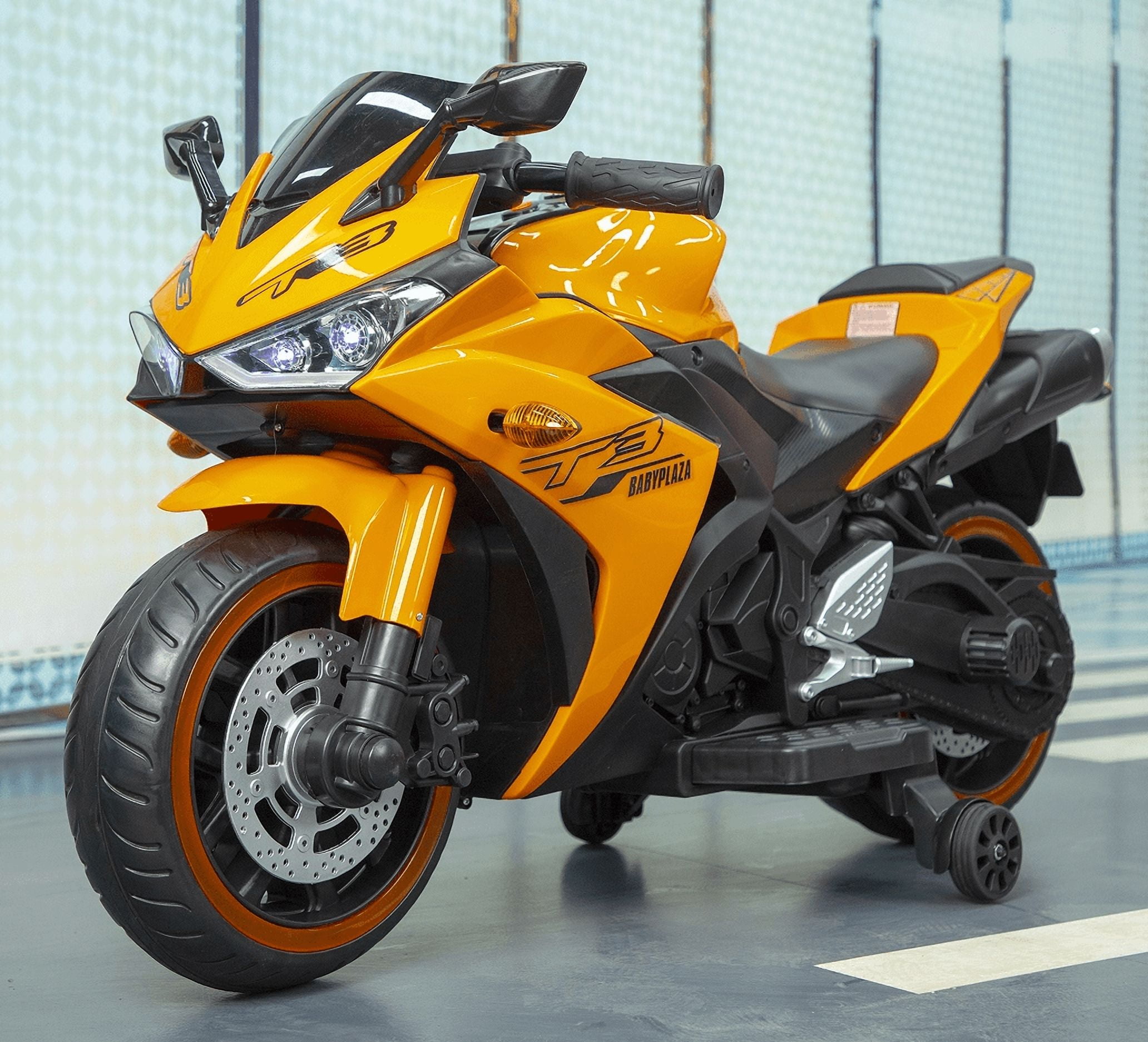 Kids Motorcycle For 3-6, 12V Battery Powered Bike Electric Motorbike, TAMCO Ride on Toys With Training Wheels/Manual throttle/ Drive By Hand /Lighting  Wheels