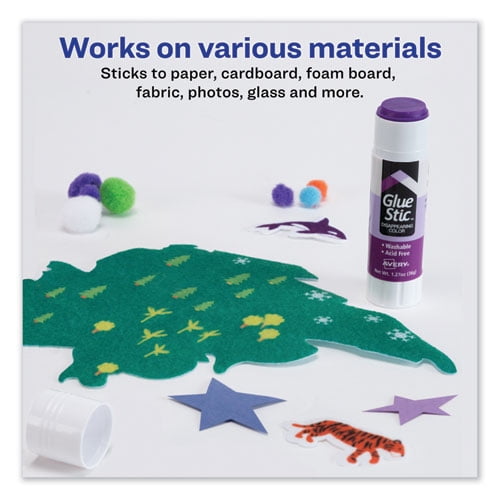 Permanent Glue Stic, 1.27 Oz, Applies Purple, Dries Clear | Bundle of 10 Each