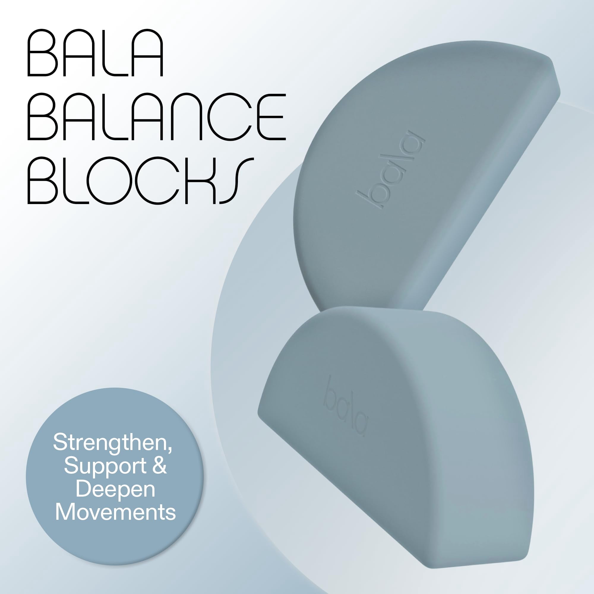 Bala Balance Blocks 2 Pack, Yoga Blocks for Working Out, (Sea) - Semi-Circular Yoga Accessories