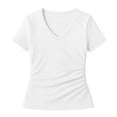 thumbnail image 4 of GIPQJK T Shirts for Women V Neck Short Sleeves Summer Basic Tshirts Going Out Casual Fashion Slim Fitted Tops,White XL, 4 of 5