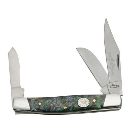 FOLDING POCKET KNIFE Abalone 4 Purple Pearl 3 Blade Classic Stockman Hunter