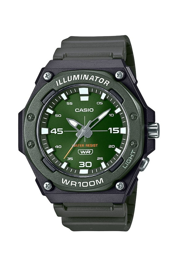 Mens Analog 3-Hands Heavy Duty Wristwatch, Green