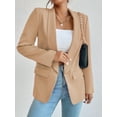 thumbnail image 6 of Women Casual Blazer Suit Open Front Shawl Collar Long Sleeve Fitted Jacket for Office Work Khaki M, 6 of 7