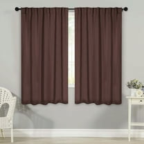 BNM Solid Blackout Back Tab Curtains, Set of 2, 52" x 63", Cappucino