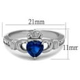 thumbnail image 4 of Luxe Jewelry Designs Stainless Steel Woman's Claddagh Ring with Synthetic London Blue Spinel - Size, 4 of 4