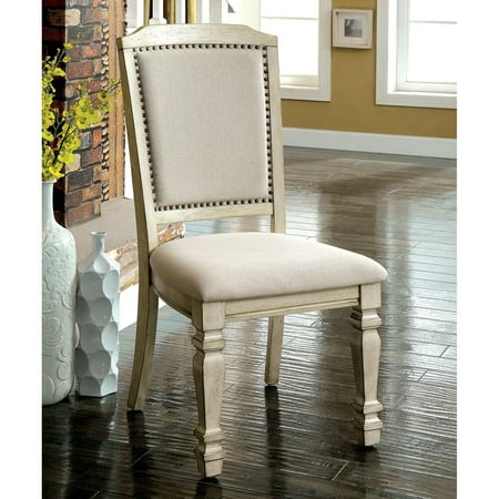 Furniture Of America Caplin Vintage Antique White Dining Chair Set Of 2 By Foa