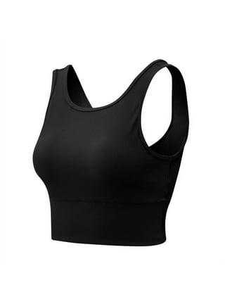 Cathalem Sports Bra for Big Busted Women Running Womens Seamless Ribbed  Longline Sports Bra - Padded Slim Fit Crop Tank Top with Built in  Bra(Black,XL) 