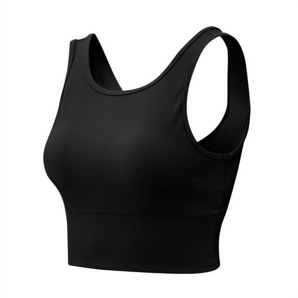Women's High Neck Longline Sports Bra Racerback Crop Top Yoga Tank Top