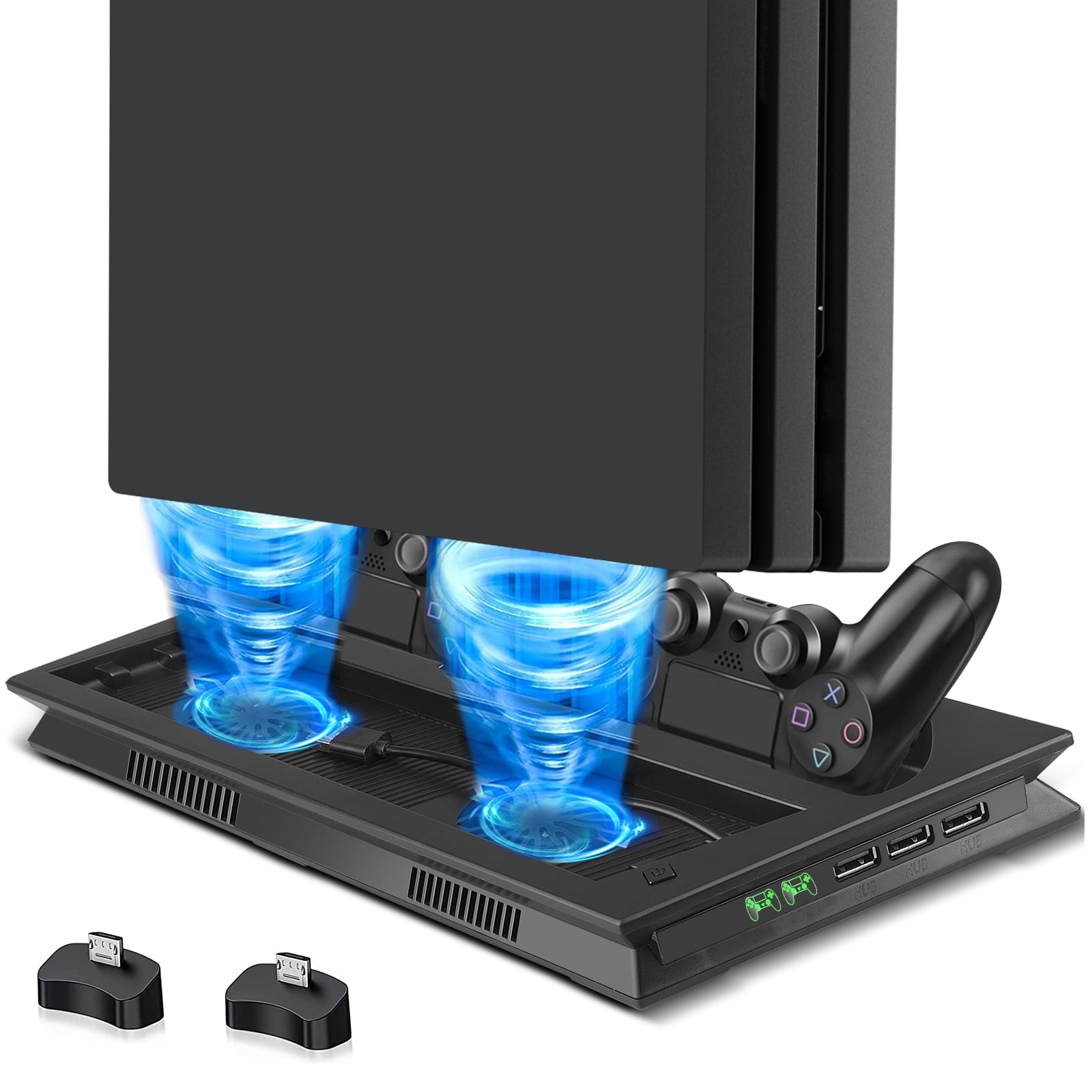 EEEkit Cooling Stand Fit for Sony PS4, PS4 Dual Charging Station for PS4 Dualshock Controllers with 2 Cooling Fans, USB Hub Ports, PS4 Console Accessories, Black - Walmart.com