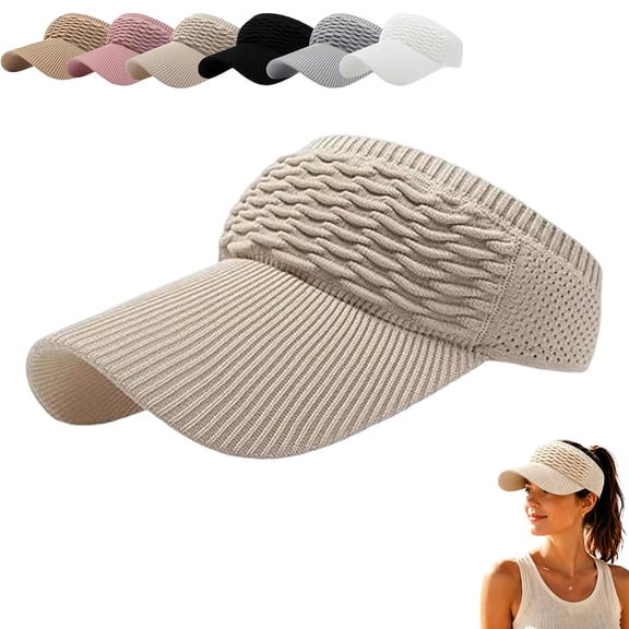 Women's Breathable Knit Sun Visor Hat, Stretch UV Protection Sport Hat, Lightweight for Running, Beach & Travel